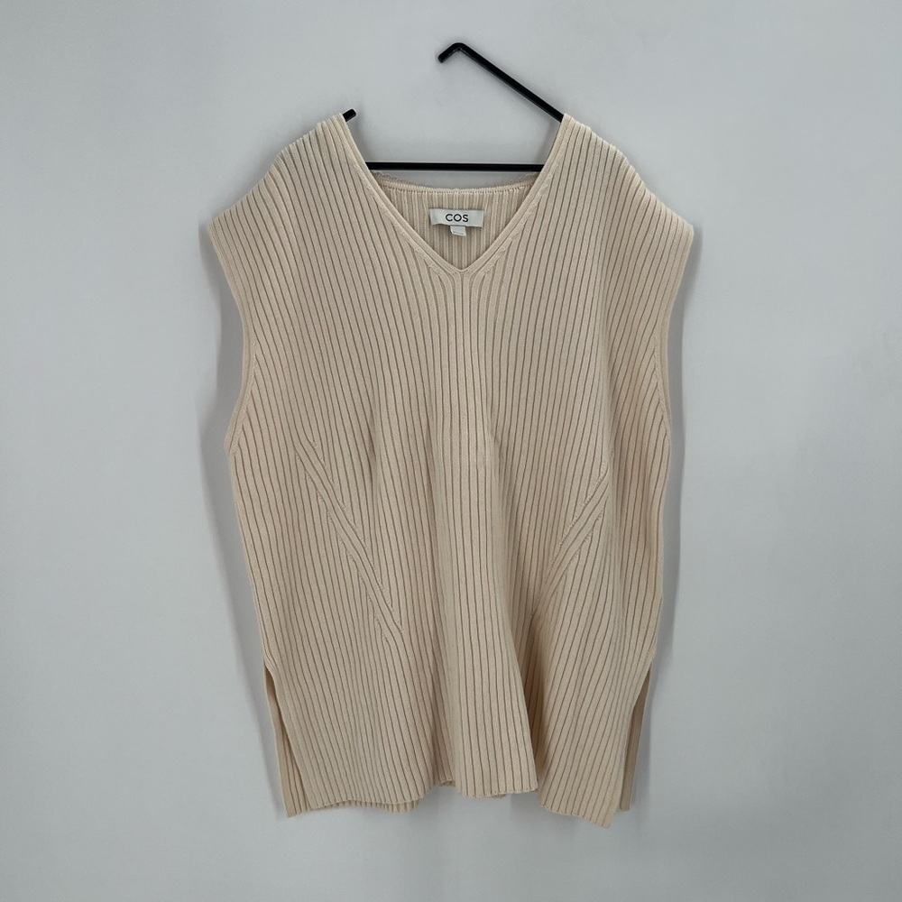 Cos Ribbed Knit Hooded Tank Top Wool Blend Sweater Vest
